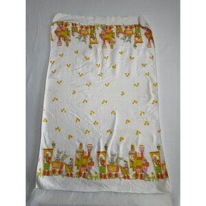 Vintage Receiving Baby Crib Blanket Yellow Orange Train Bunny Chicks